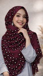 Lawn Block Print Hijab | Floral | Plum Wine