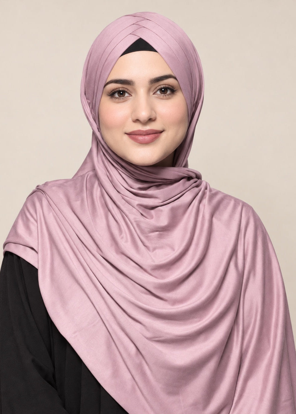 Criss Cross Bamboo Jersey Hijab | Blush Nude