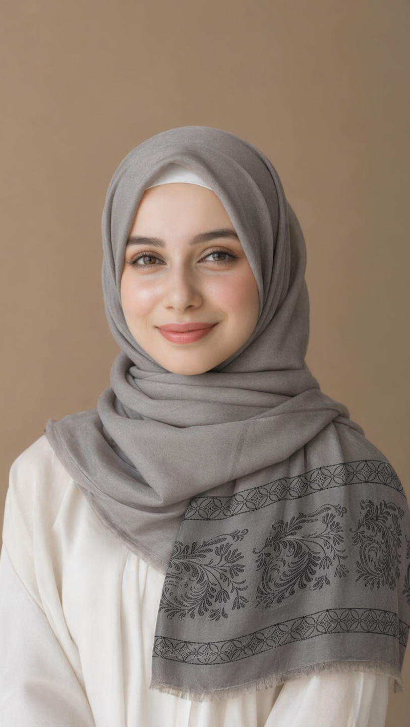 Lawn Jacquard Border | Silver Grey