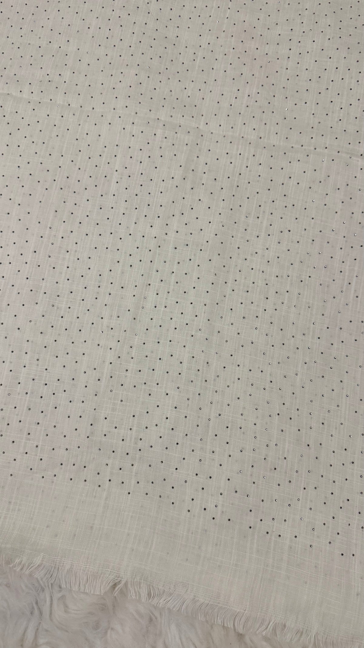 Lawn Dotted Stones Hijab | Cream White