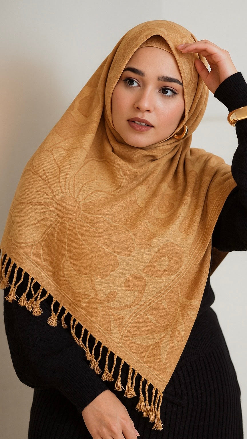 Floral Pashmina | Beige