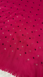 Lawn Block Print Hijab | Shinny Polka Dots | Fuchsia Pink