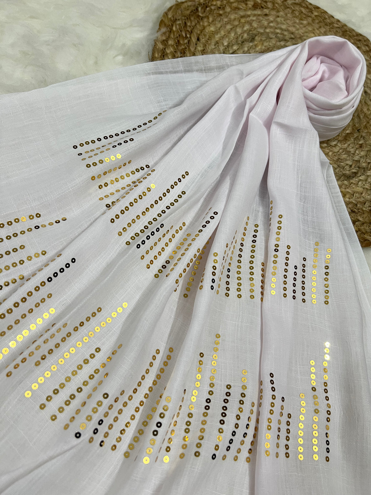 Radiant Sequins Stripes- White