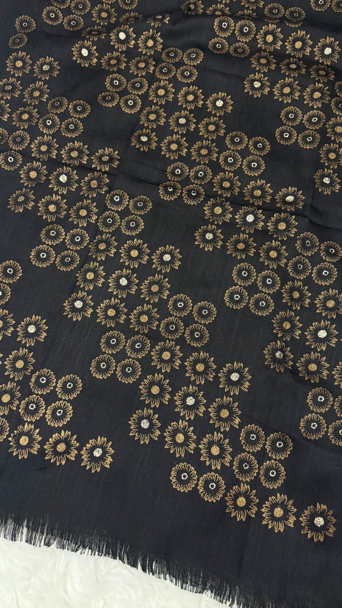 Lawn Block Print Hijab | Floral | Black