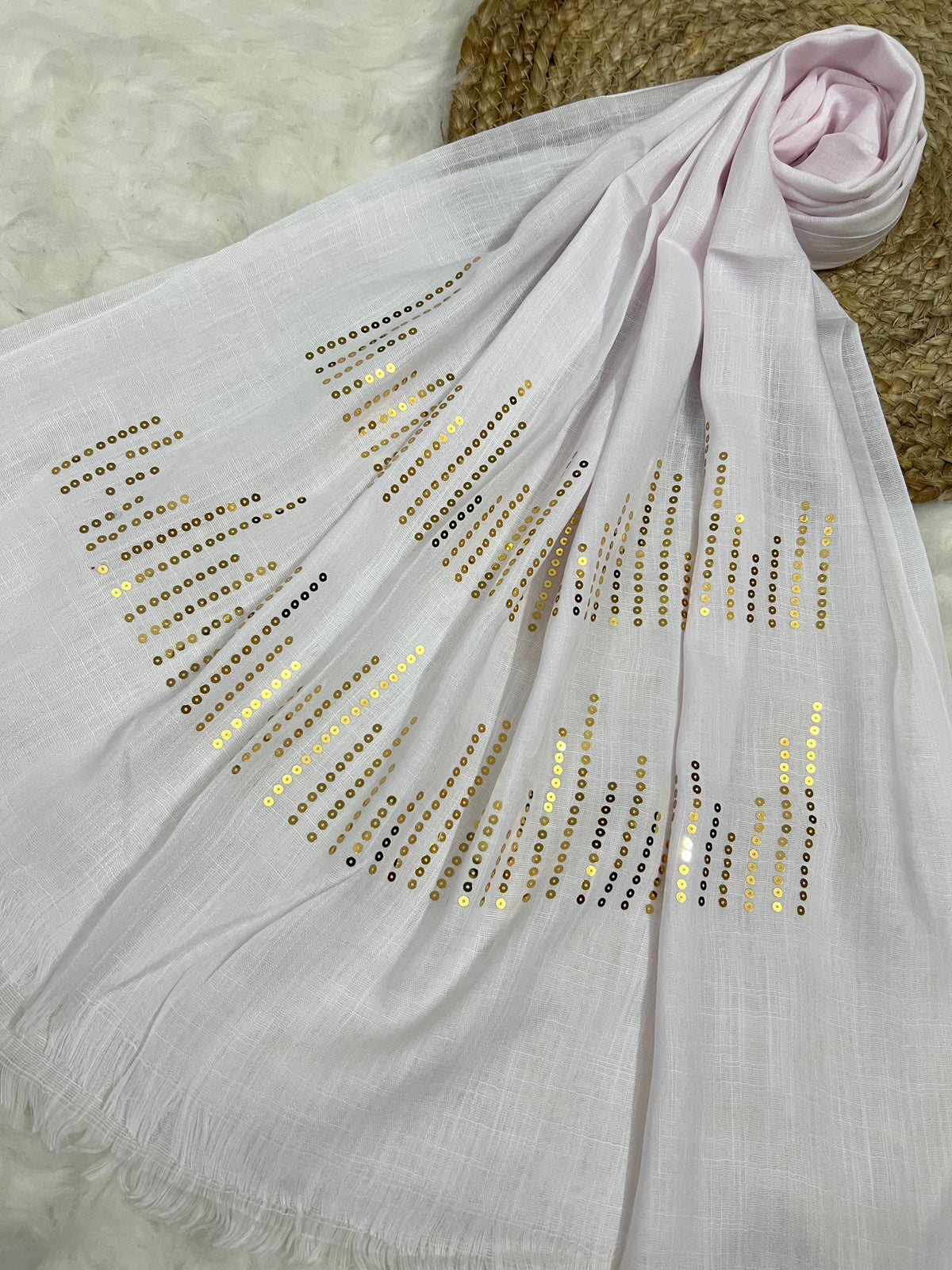Radiant Sequins Stripes- White