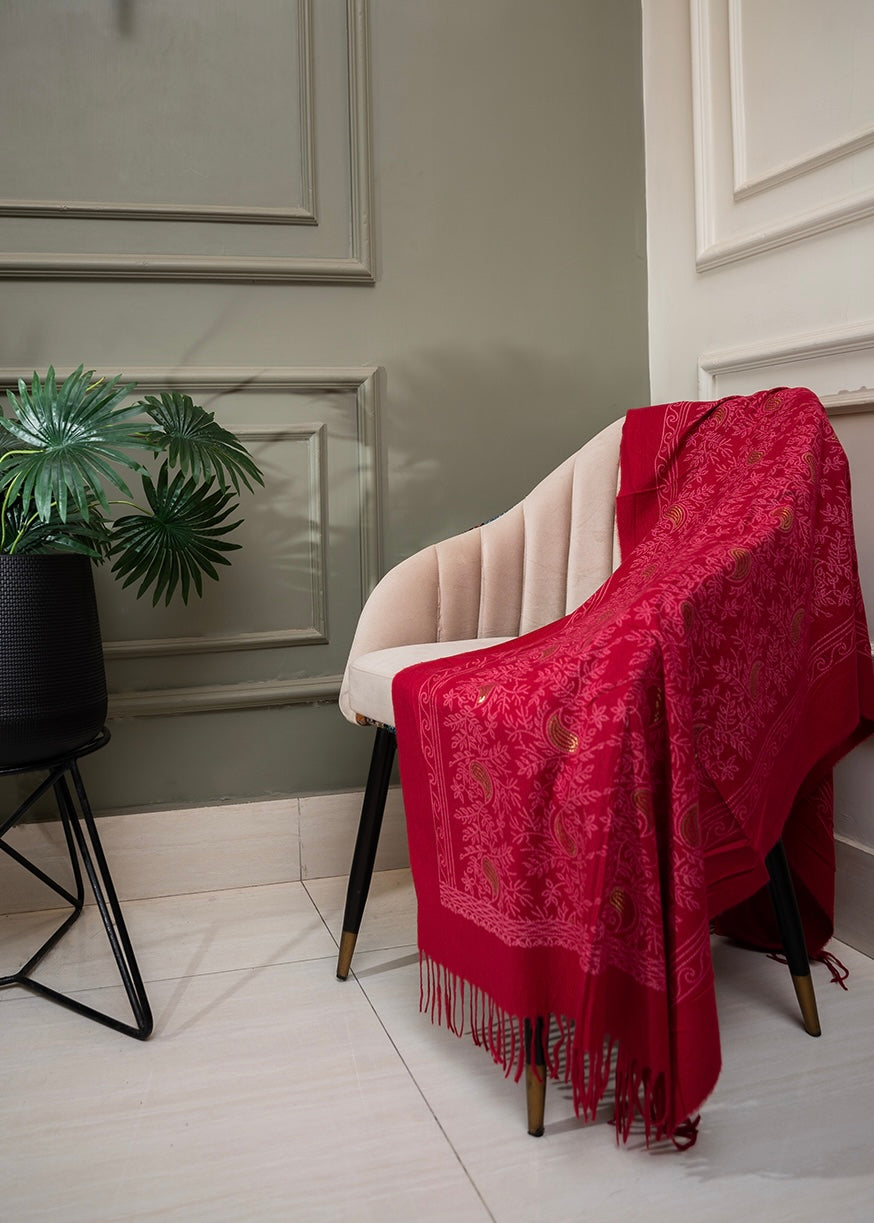 Classic Kashmiri Wrap | Crimson Ruby