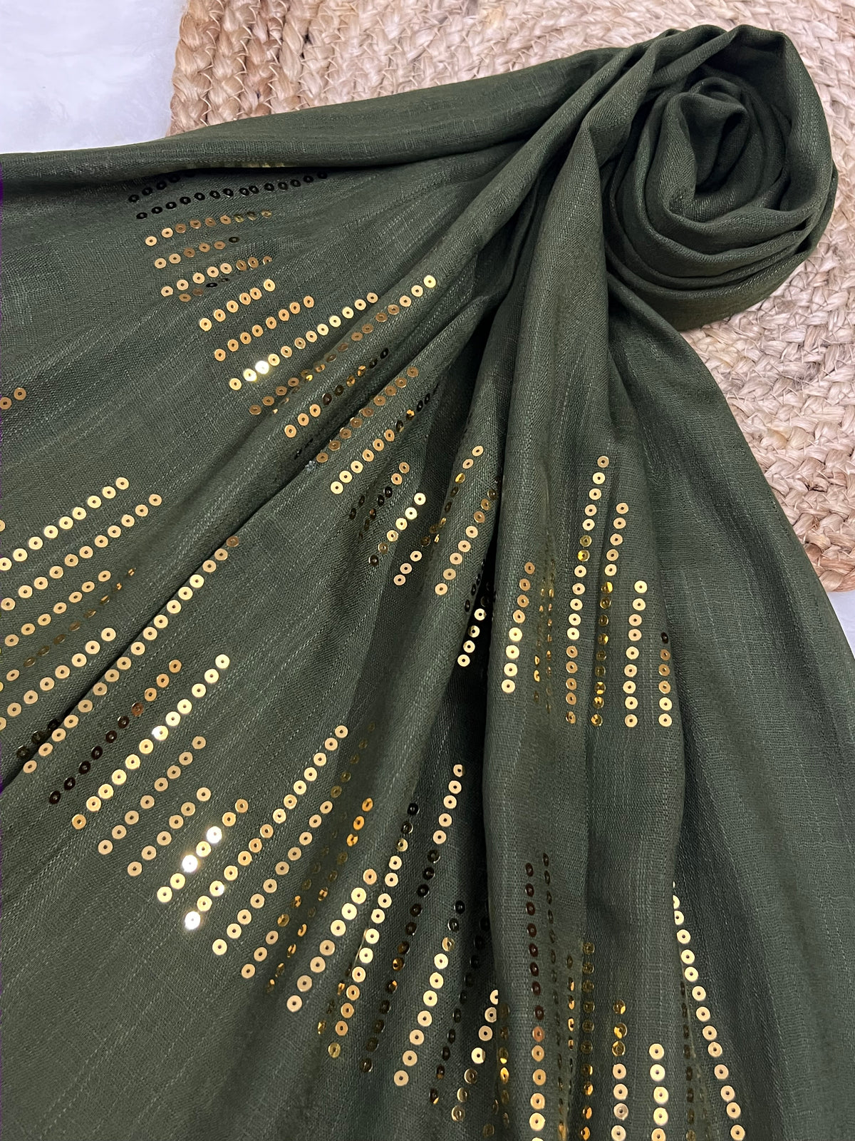 Radiant Sequins Stripes- Olive Green