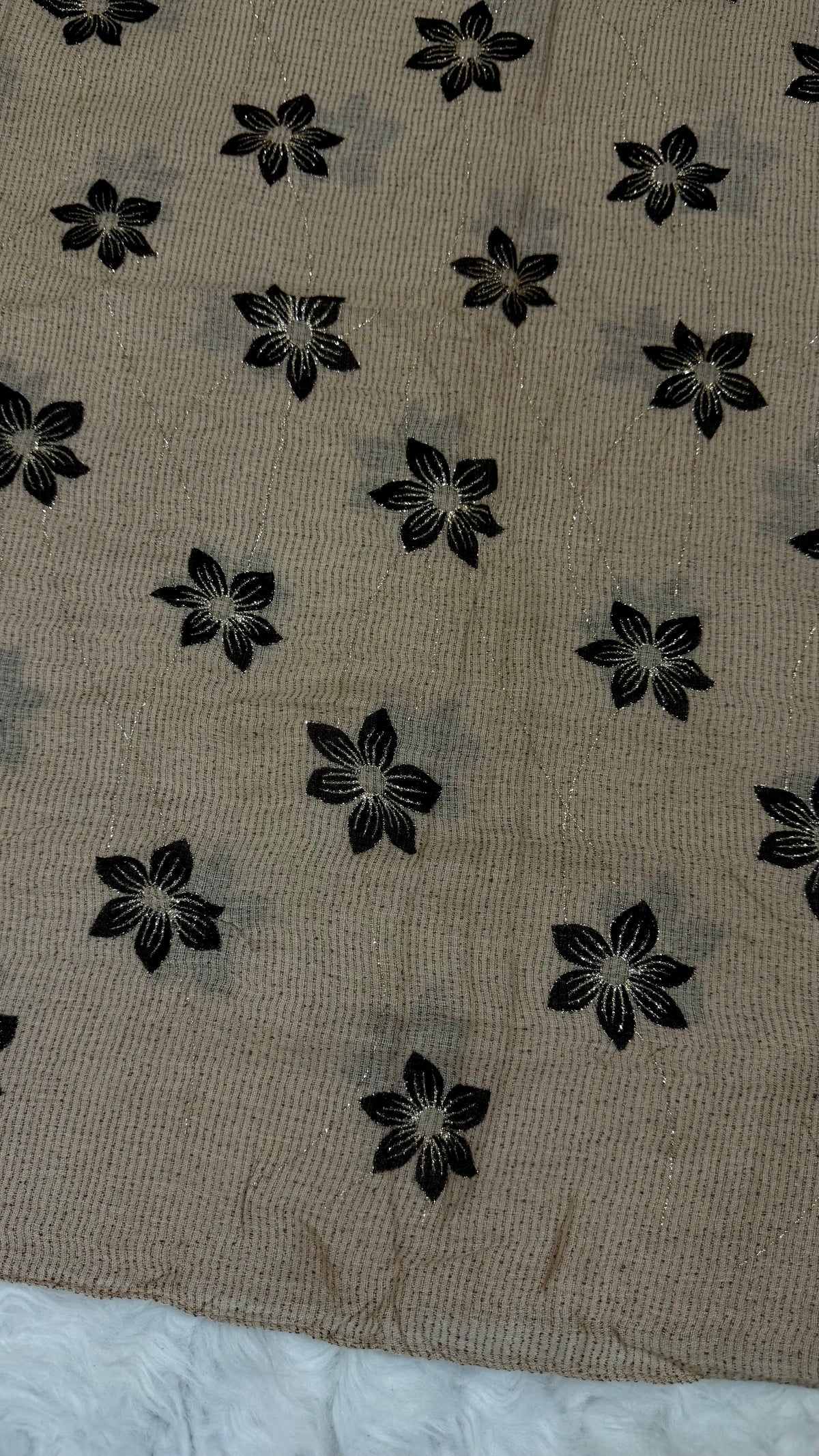 Threaded Lawn Floral Hijab | Floral | Mocha Brown