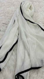 Soft Crinkle Lawn Hijab with Borders| Ivory White