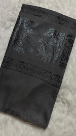 Lawn Jacquard Border | Charcoal Grey