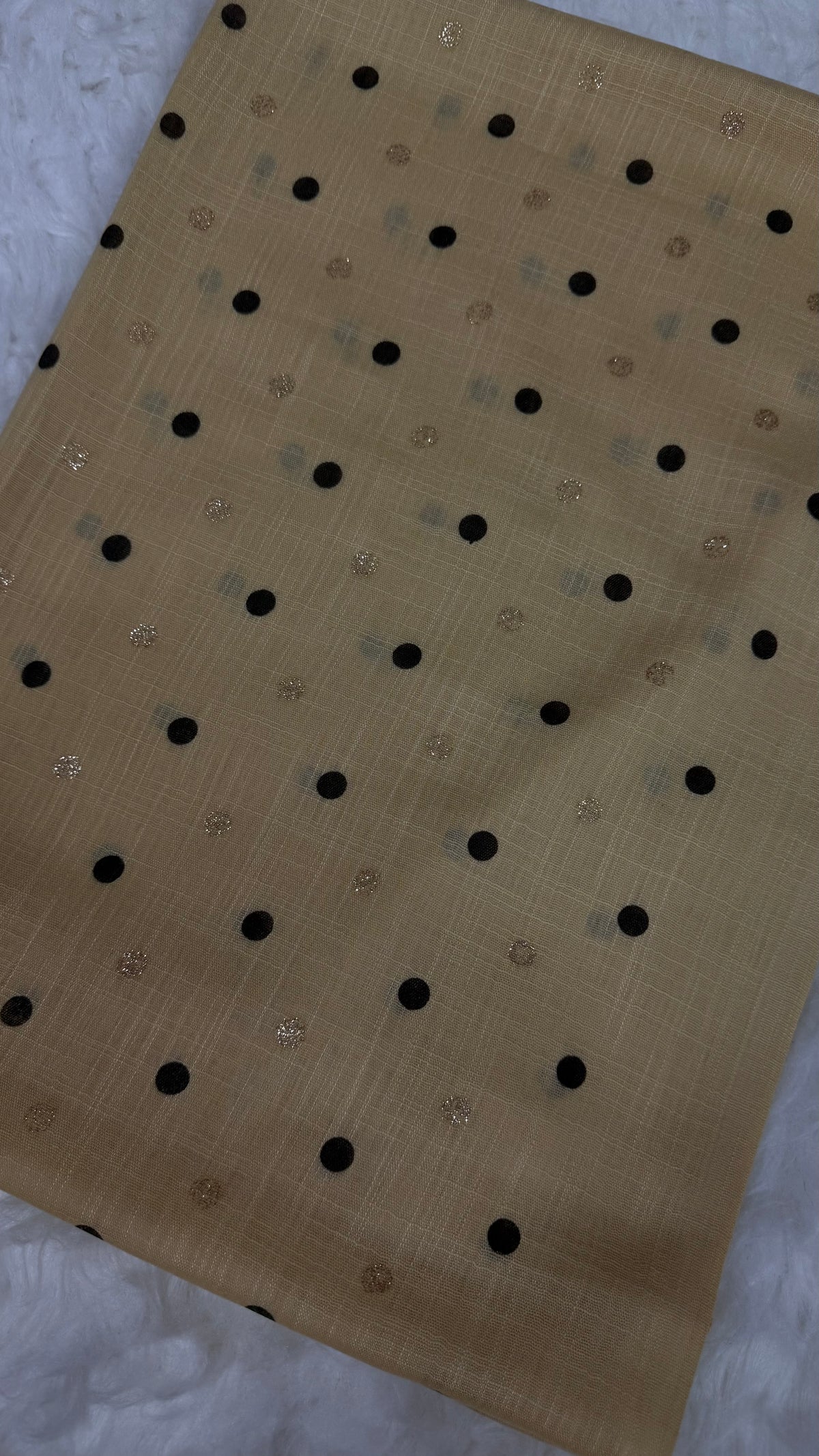 Lawn Block Print Hijab | Shinny Polka Dots | Beige