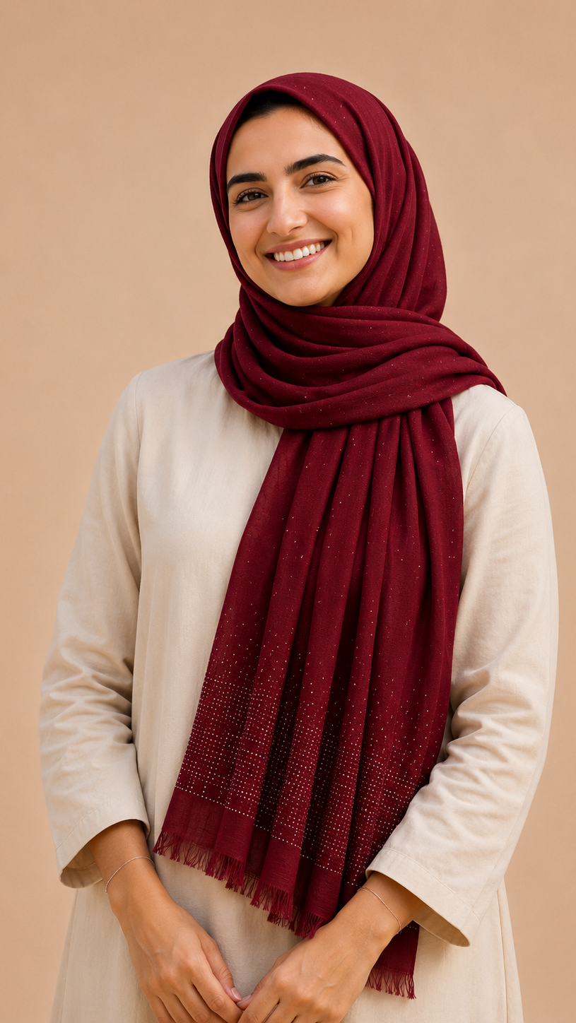 Lawn Stone Drop Hijab | Maroon
