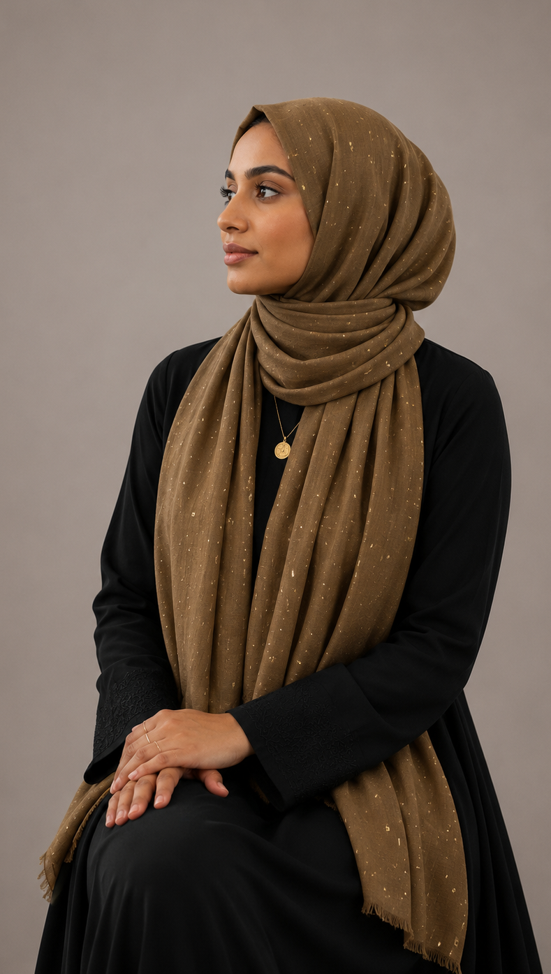 Lawn Foil Spread Hijab | Caramel Brown