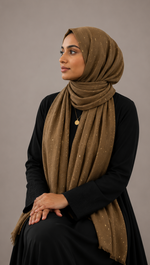 Lawn Foil Spread Hijab | Caramel Brown