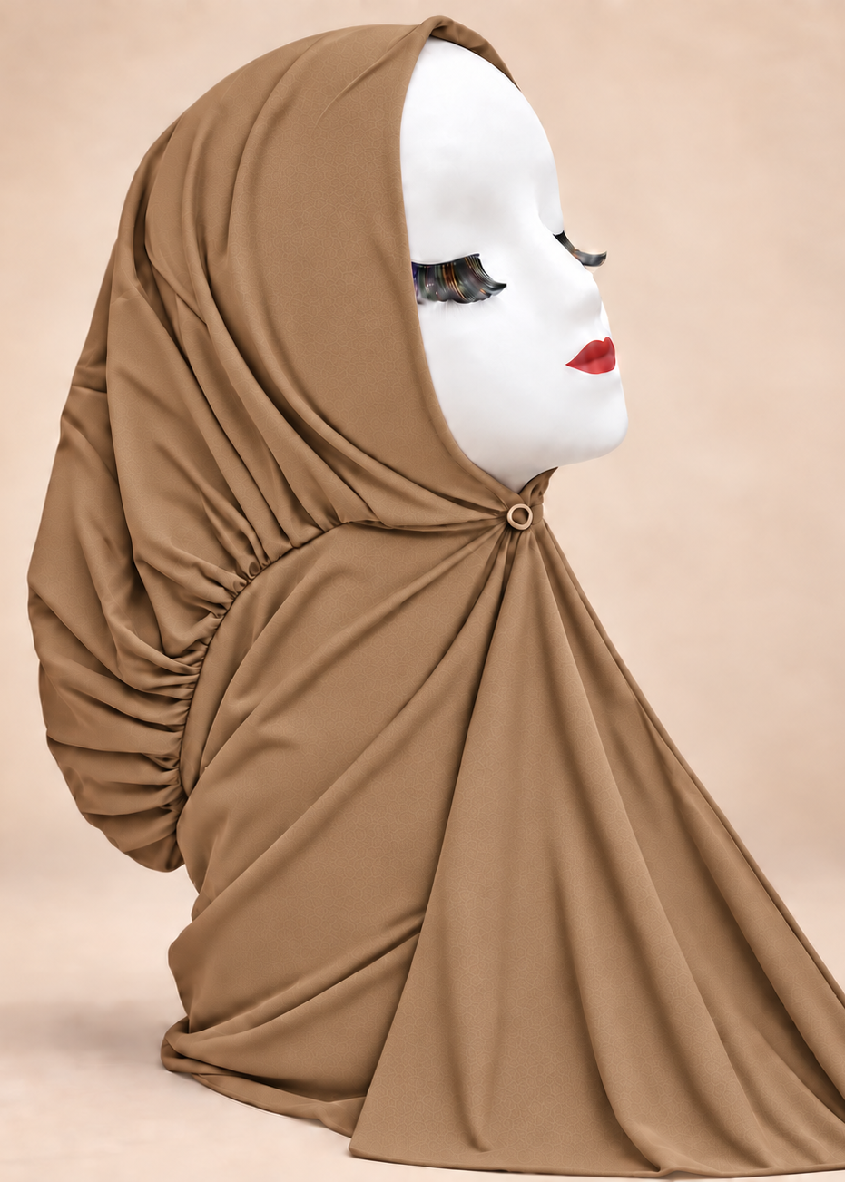 Button Up Bamboo Jersey Hijab | Caramel Mustard