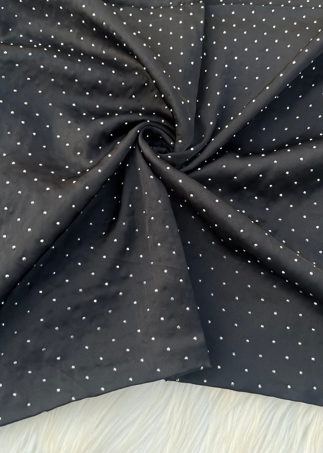 Silk Embellished Hijabs | Deep Black