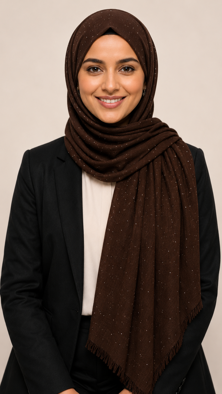 Lawn Dotted Stones Hijab | Dark Brown