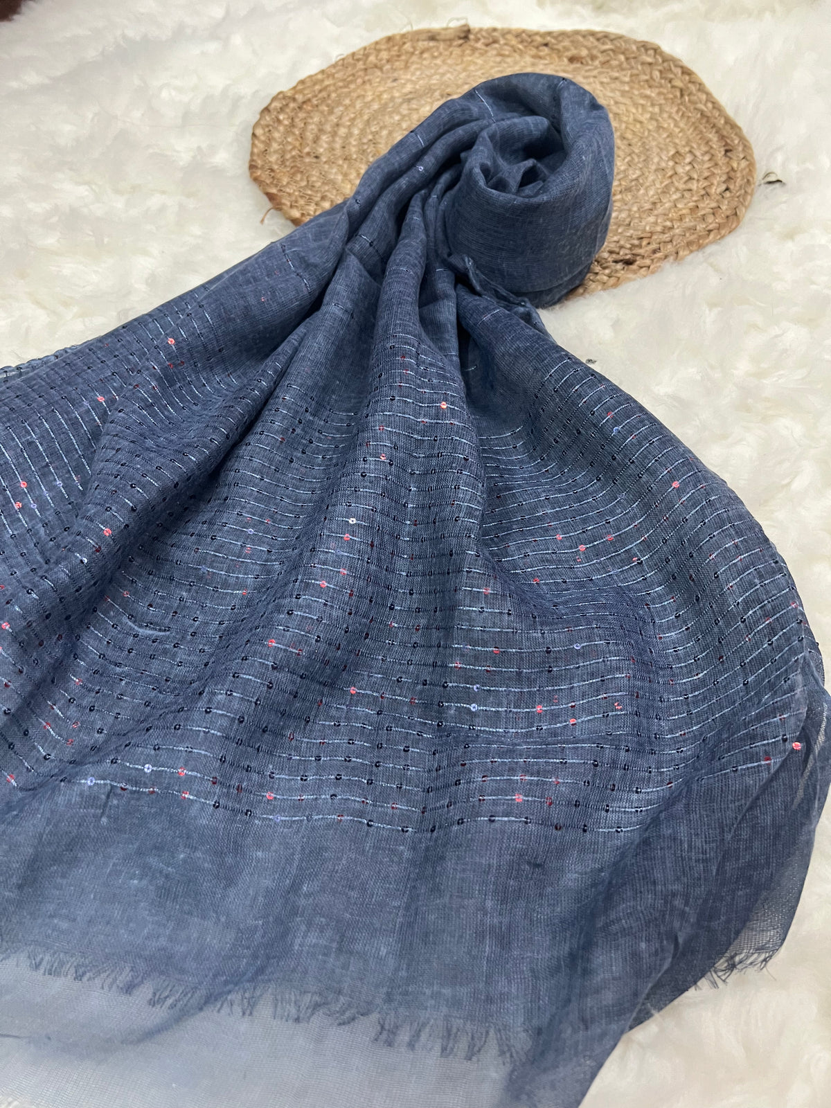 Jeans Blue Sequins Border