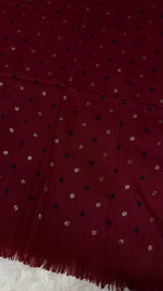 Lawn Block Print Hijab | Shinny Polka Dots | Maroon