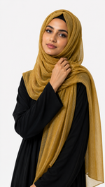 Lawn Zari Hijabs | Mustard Gold