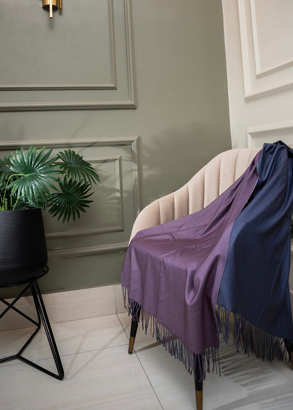 Twin Tone Wool | Dusky Mauve × Deep Navy