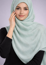 Lawn Zari Noor Hijab | Ice Blue