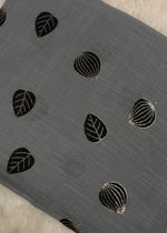 Lawn Block Print Hijab | Shiny Leaf | Grey