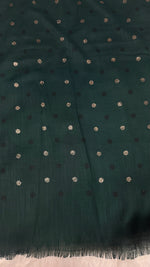 Lawn Block Print Hijab | Shinny Polka Dots | Dark Green