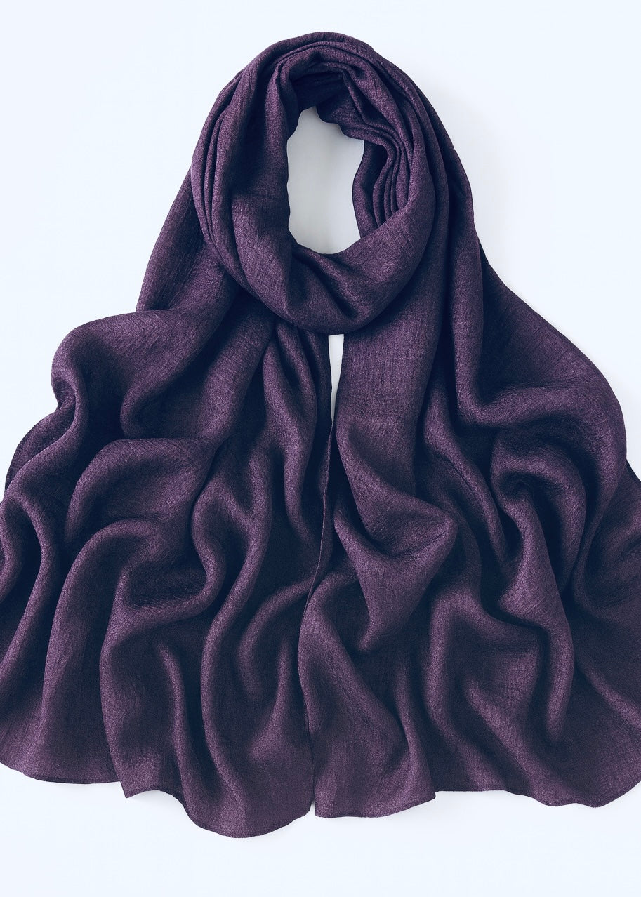 Crushed Velvet Silk Hijabs | Eggplant Purple