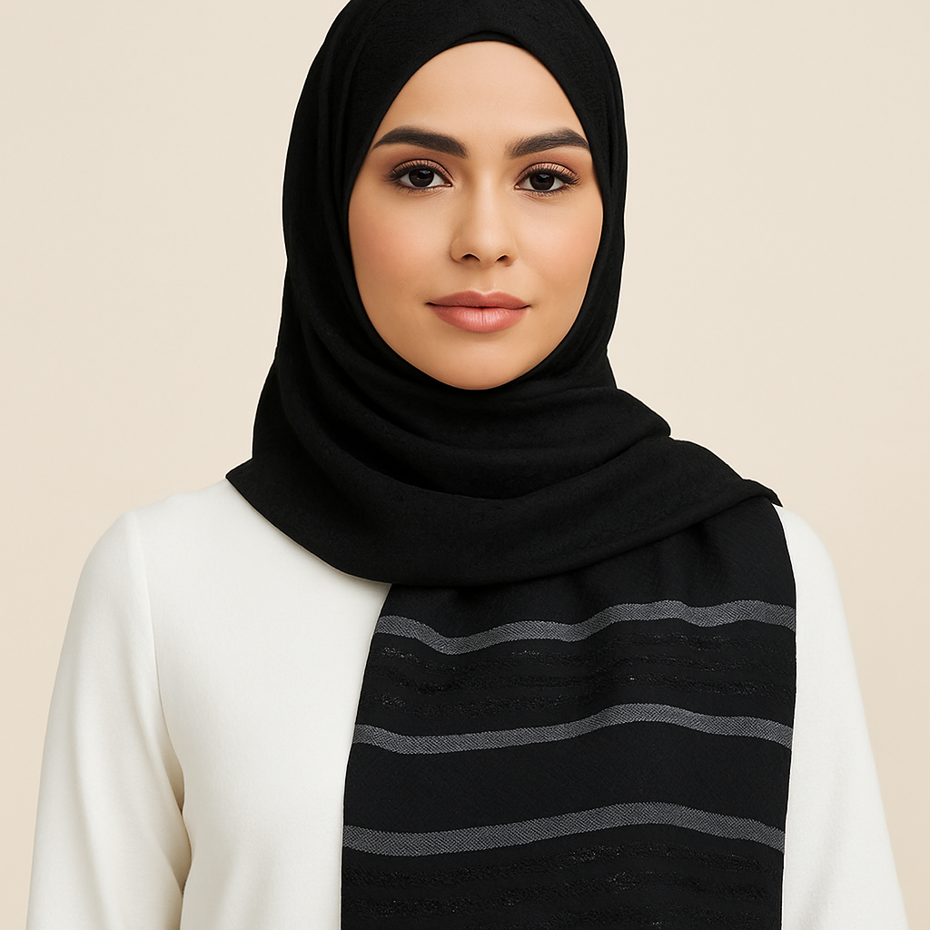 Textured Metallic Stripe - Jet Black