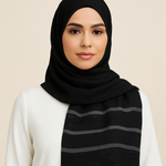 Textured Metallic Stripe - Jet Black