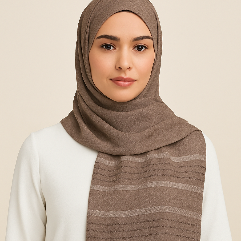 Textured Metallic Stripe - Taupe Grey