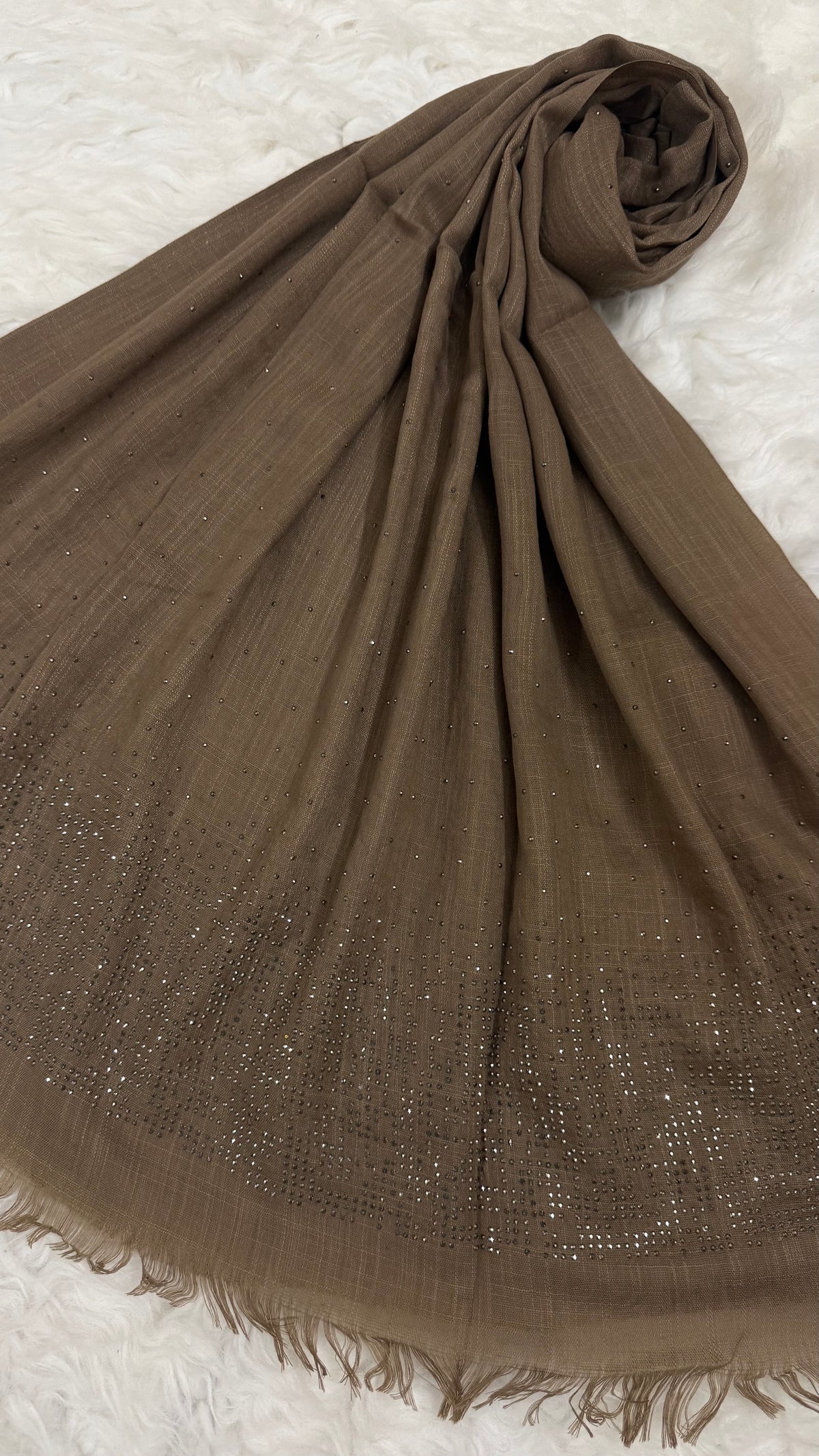 Lawn Stone Drop Hijab | Mocha Brown
