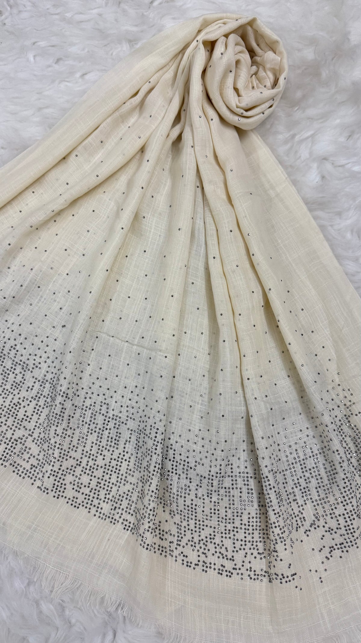 Lawn Stone Drop Hijab | Cream White