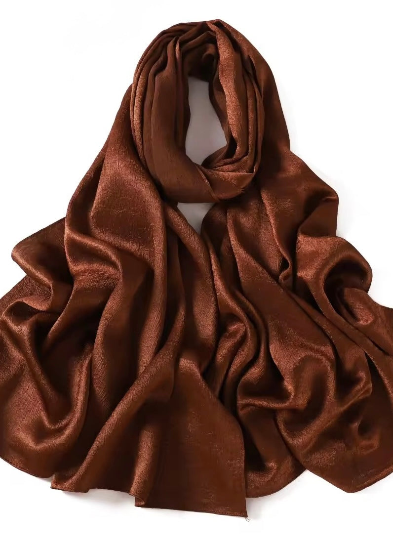 Crushed Velvet Silk Hijabs | Sugery Brown