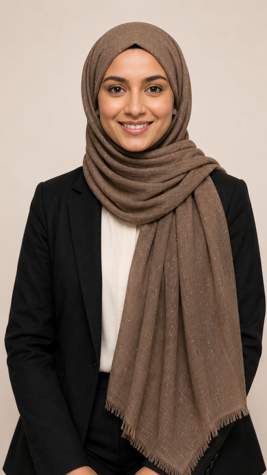 Lawn Dotted Stones Hijab | Mocha Brown