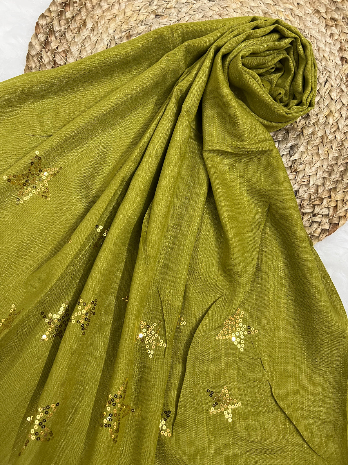 Starry Shine Hijab –Olive Glow
