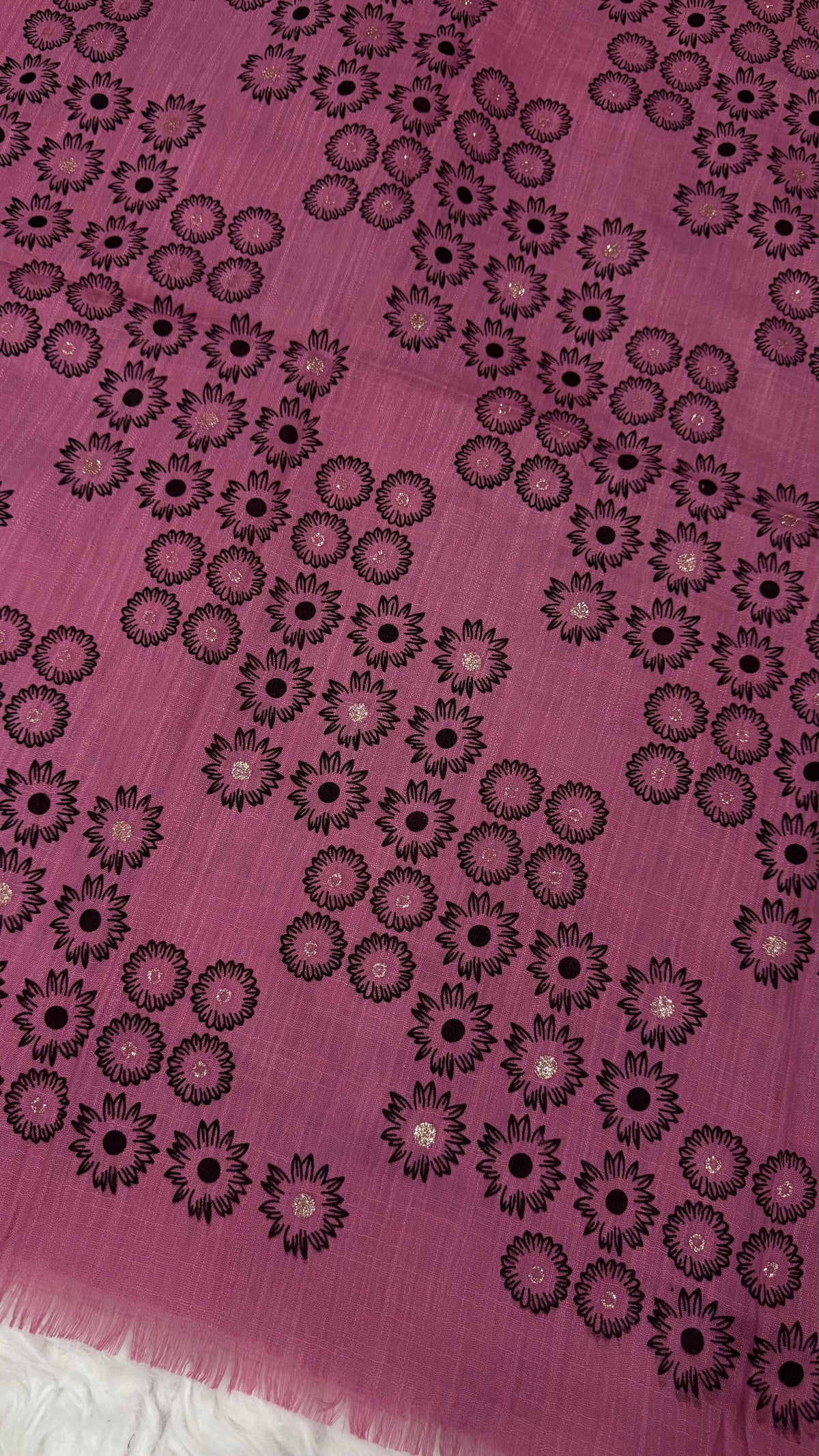 Lawn Block Print Hijab | Floral | Mauve Pink