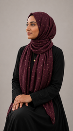 Lawn Foil Spread Hijab | Plum