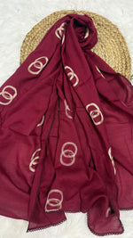 Lawn Ringset Embroidered Hijabs (XL) | Plum