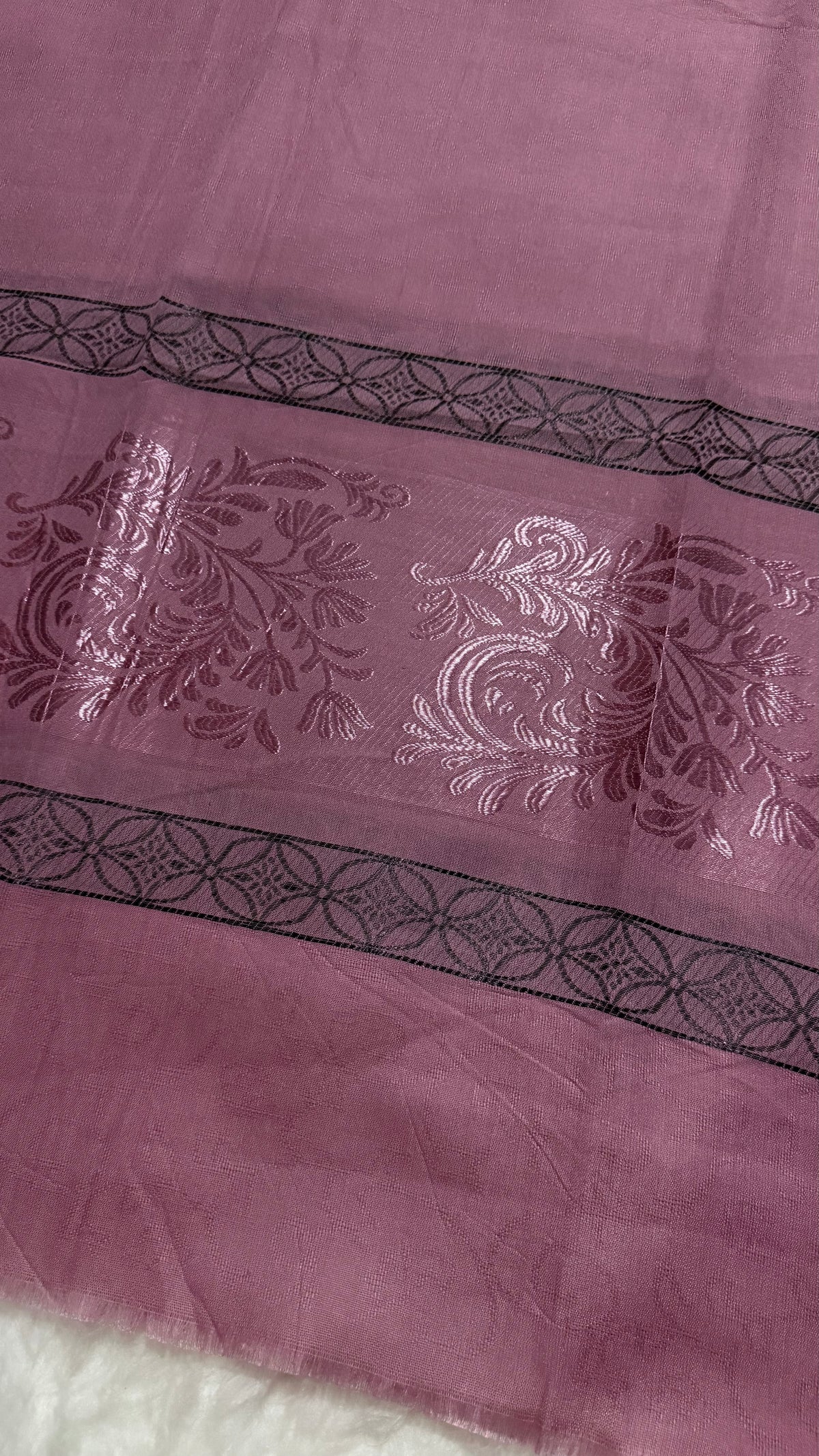 Lawn Jacquard Border | Mauve Pink