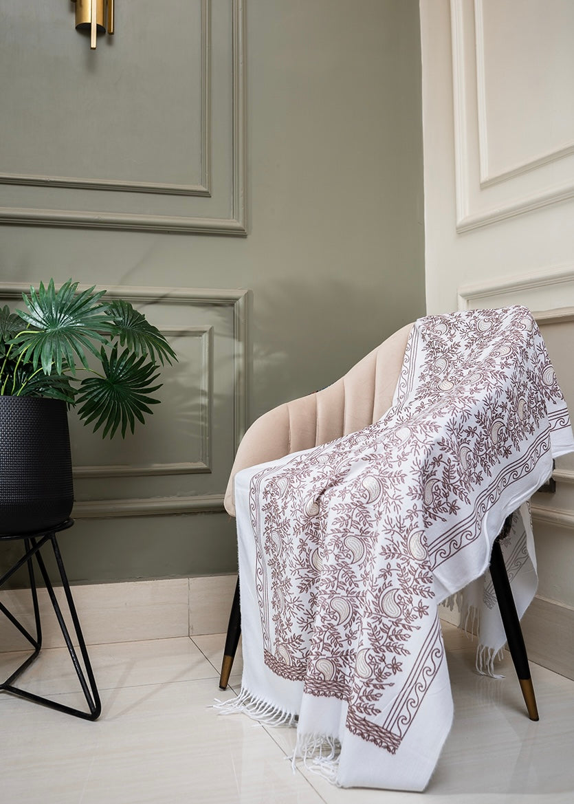 Classic Kashmiri Wrap | Ivory Pearl