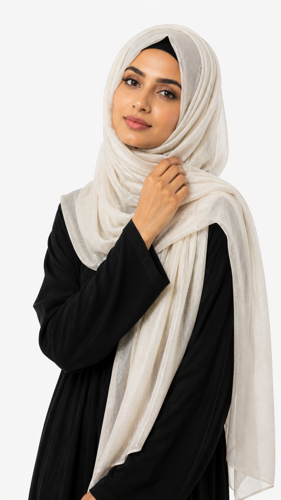 Lawn Zari Hijabs | Cream White