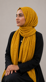 Lawn Foil Spread Hijab | Mustard