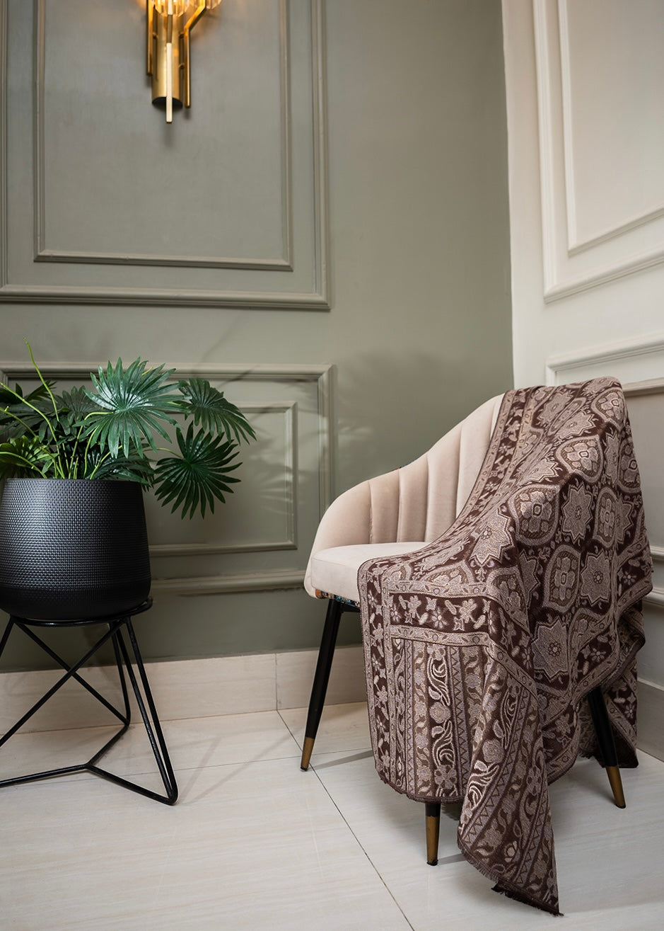 Vintage Loom with ZARI SHINE | Brown Taupe Paisley