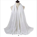 Lawn Sequins Border Hijab | White