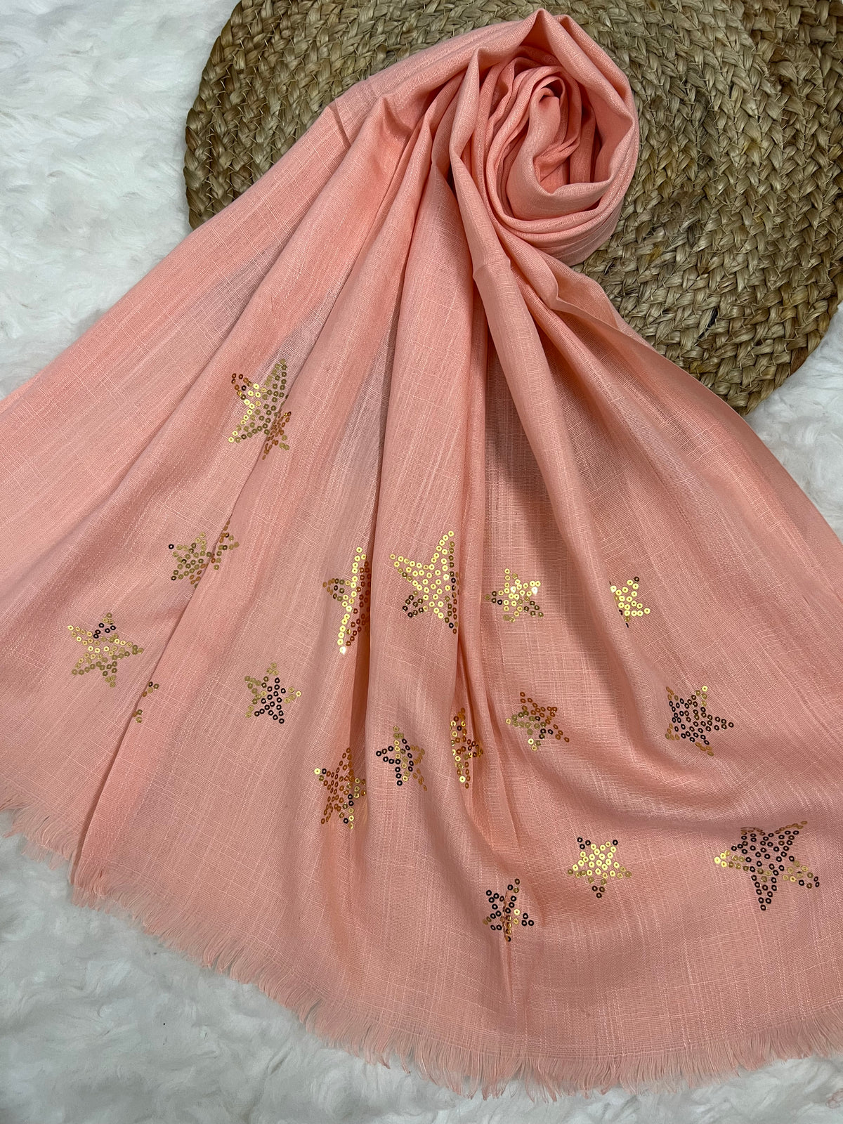 Starry Shine Hijab –Blush Peach