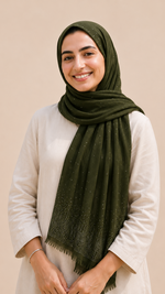 Lawn Stone Drop Hijab | Olive Green