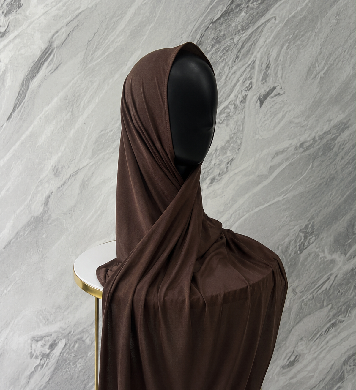 Instant Pre-Sewn Jersey Hijab | Dark Brown
