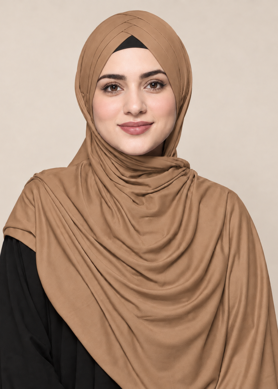 Criss Cross Bamboo Jersey Hijab | Camel Mustard